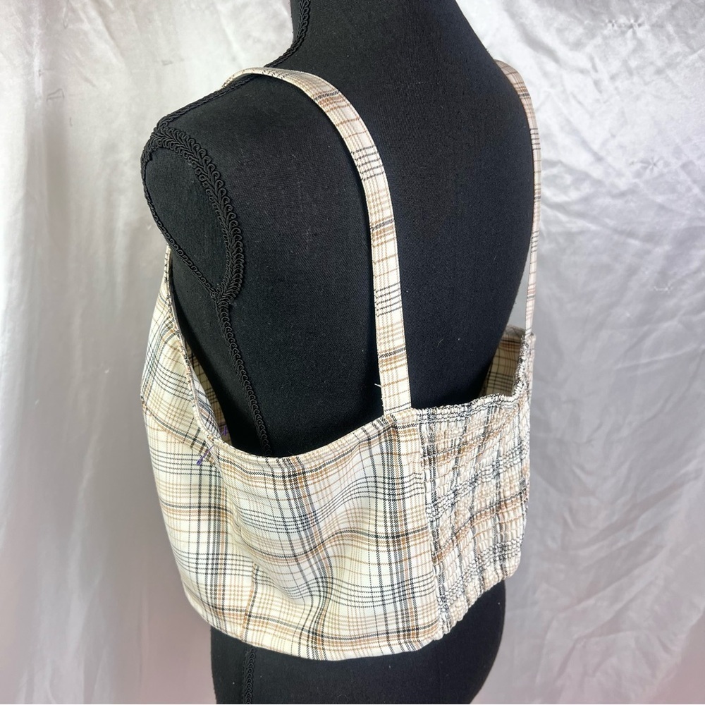 BP Cream Plaid Sleeveless Cropped Tank – Preppy Y2K 1X - Picture 5 of 7